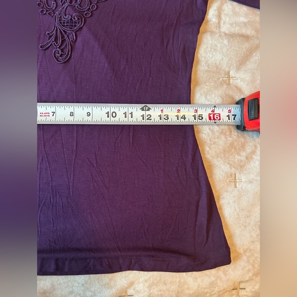 VTG TOGETHER Lace Trim Top Long Sleeve Women’s S Purple V Neck Romantic - Picture 8 of 12